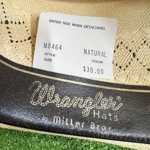 Vintage Wranglers Cowboy Hat Size 7 1970s Straw With Feather Western EUC Mint - Picture 6 of 8
